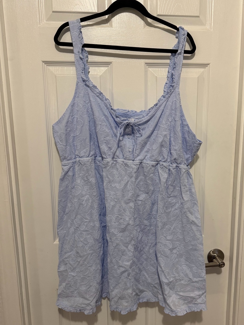 Aerie Light Blue Lace-Trim Eyelet Nightgown